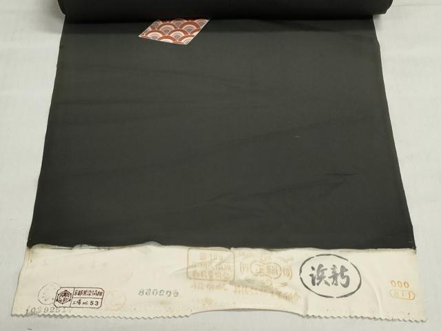 平和屋着物▼羽織・コート　反物　羽尺　短冊花文　黒地　金糸　逸品　未使用　DABJ9777we