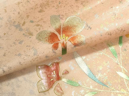 平和屋着物▼西陣　しらえ織物謹製　名古屋帯　帯反物　螺鈿　草花文　金彩　引箔　証紙付き　逸品　未使用　DABJ9806we