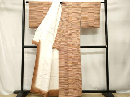 平和屋着物■上質な小紋　格子柄　正絹　逸品　CABN1643ev