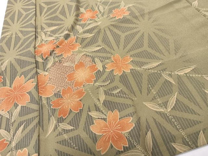 平和屋着物■長襦袢　無双仕立て　舞桜　麻の葉文様　正絹　逸品　CABN2109xe