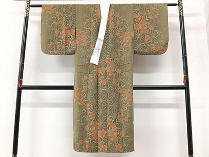 平和屋着物■長襦袢　無双仕立て　舞桜　麻の葉文様　正絹　逸品　CABN2109xe