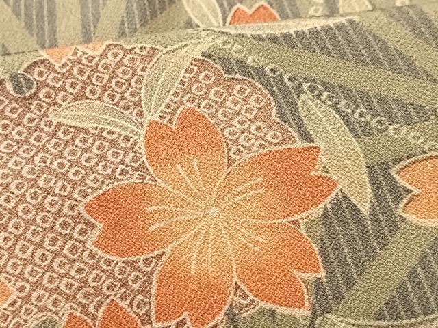 平和屋着物■長襦袢　無双仕立て　舞桜　麻の葉文様　正絹　逸品　CABN2109xe