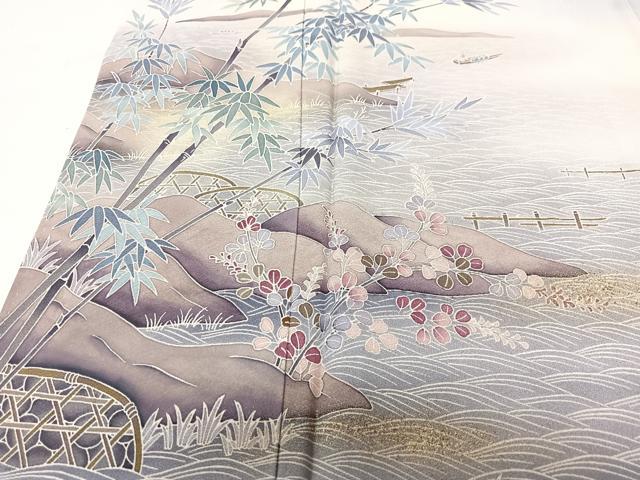 平和屋着物■訪問着　作家物　風景文　暈し染め　金彩　正絹　逸品　CABN2114xe
