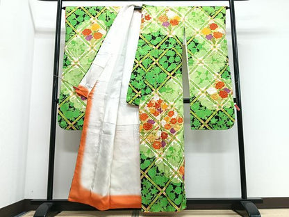 平和屋着物■豪華振袖　駒刺繍　草花文　金彩　やまと誂製　正絹　逸品　CABN2133xe