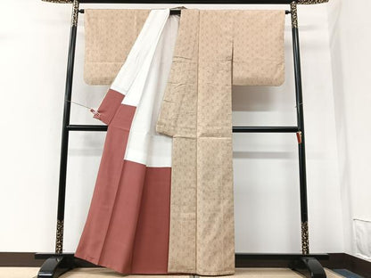 平和屋着物■上質な紬　麻の葉文様　正絹　逸品　CABN2124xe