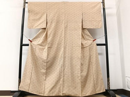 平和屋着物■上質な紬　麻の葉文様　正絹　逸品　CABN2124xe