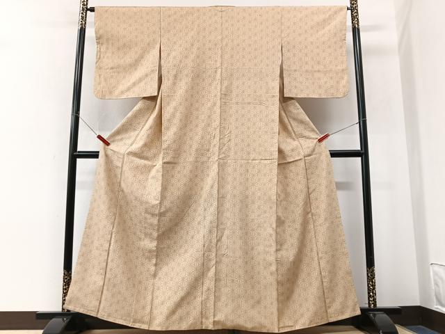 平和屋着物■上質な紬　麻の葉文様　正絹　逸品　CABN2124xe