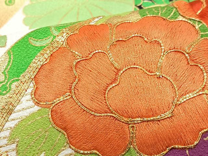 平和屋着物■豪華振袖　駒刺繍　草花文　金彩　やまと誂製　正絹　逸品　CABN2133xe