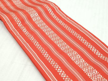 平和屋着物◎本場筑前博多織　半幅帯　献上　証紙付き　正絹　逸品　DABK8657cm