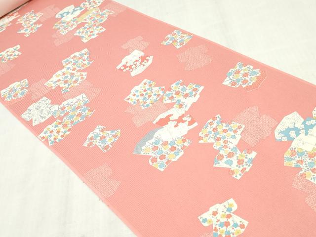 平和屋着物▼小紋　反物　着尺　誰が袖花文　逸品　未使用　DABK9141zy
