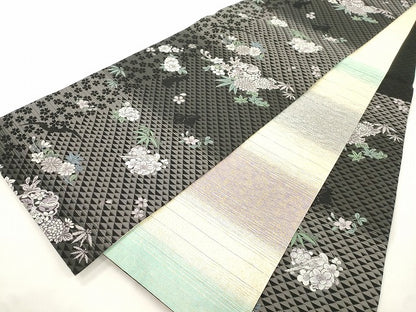 平和屋着物●両面　六通柄袋帯　霞文　金銀糸　やまと誂製　正絹　逸品　CABN3650dy