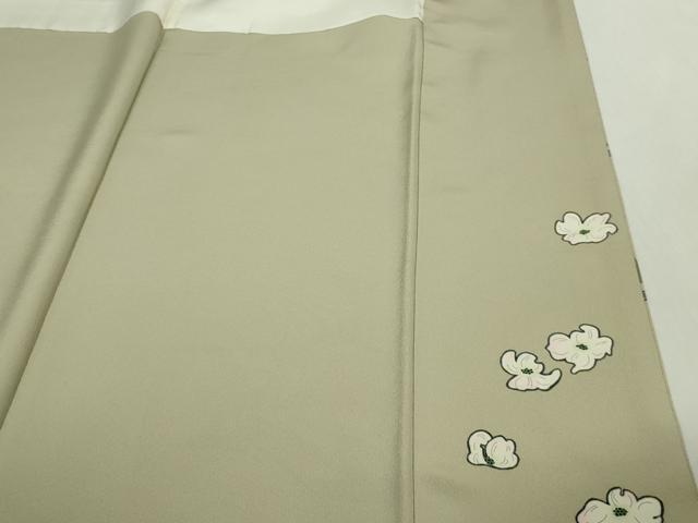 平和屋本店●極上　本加賀友禅作家　由水煌人　訪問着　枝花文　砂色地　逸品　DZAB5216kh6