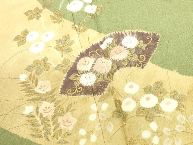 平和屋着物●十日町　名門　滝泰謹製　訪問着　絞り　地紙花文　金彩　正絹　逸品　DABK2799op