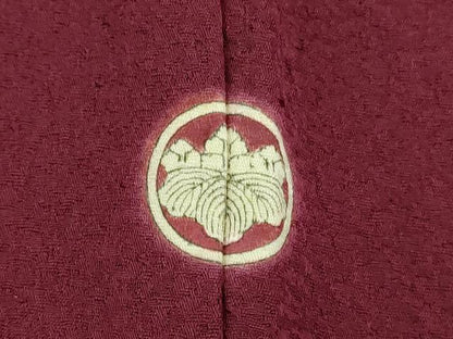 平和屋着物●上質な色無地　霞地紋　葡萄茶色　正絹　逸品　DABK2851op