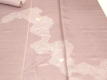 平和屋着物▼付下げ　反物　着尺　刺繍　花唐草文　十日町織物謹製　逸品　未使用　DABK9258zy
