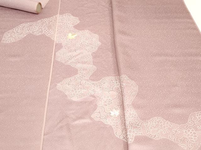 平和屋着物▼付下げ　反物　着尺　刺繍　花唐草文　十日町織物謹製　逸品　未使用　DABK9258zy