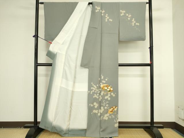 平和屋着物●訪問着　扇面花文　金彩　正絹　逸品　DABK2785op