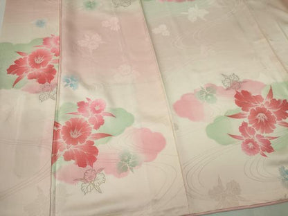 平和屋着物■上質な小紋　雲取り流水花文　暈し染め　金糸　正絹　逸品　CABL5778ou
