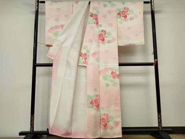 平和屋着物■上質な小紋　雲取り流水花文　暈し染め　金糸　正絹　逸品　CABL5778ou