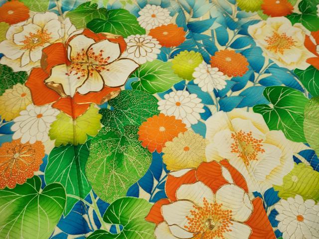平和屋着物■訪問着　駒刺繍　草花文　金彩　正絹　逸品　CABL5793ou