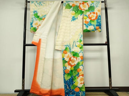 平和屋着物■訪問着　駒刺繍　草花文　金彩　正絹　逸品　CABL5793ou