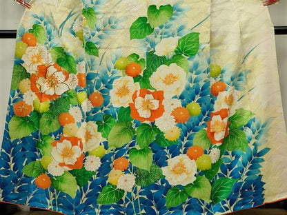 平和屋着物■訪問着　駒刺繍　草花文　金彩　正絹　逸品　CABL5793ou