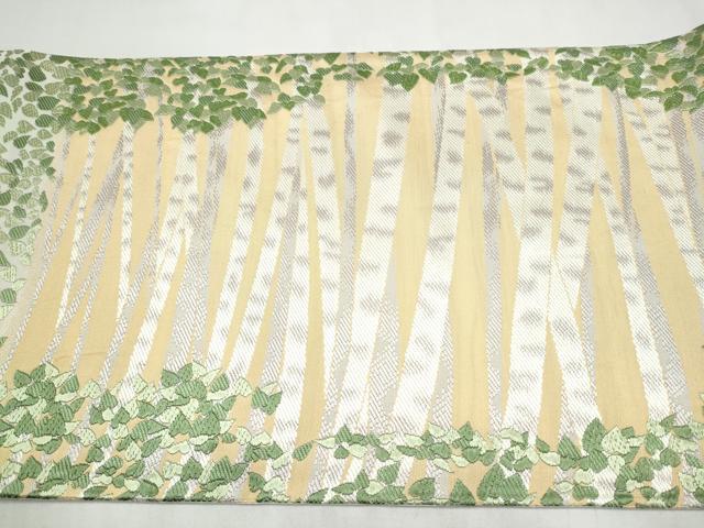 平和屋着物●皇室・伊勢神宮御用　御御帯　山口美術織物　山口弘躬　六通柄袋帯　白樺文　正絹　逸品　CABN2695hy