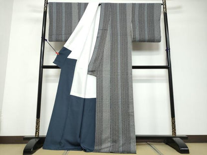 平和屋着物●上質な小紋　変わり縞　正絹　逸品　DABK0845ud