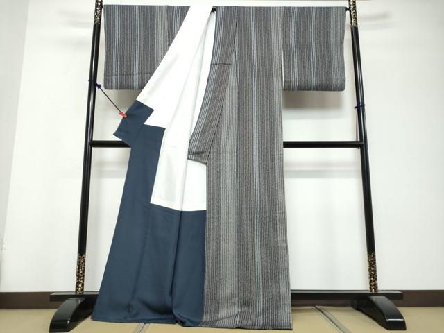 平和屋着物●上質な小紋　変わり縞　正絹　逸品　DABK0845ud
