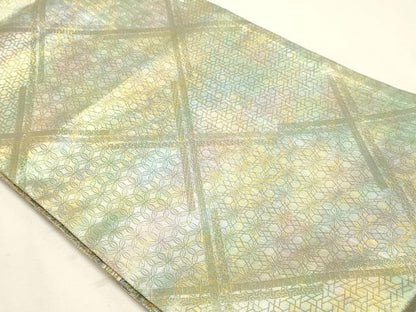 平和屋本店▼西陣　あさぎ　両面　全通全景柄袋帯　近代花鳥画　日本美術名鑑　24金プラチナ二重箔　正絹　逸品　DABK5777sf