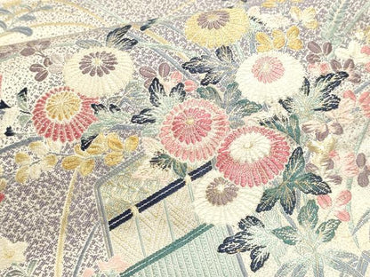 平和屋本店▼「美しいキモノ」お馴染みのメーカー　となみ織物　六通柄袋帯　唐織　草花文　純金箔　正絹　逸品　DABK5779sf