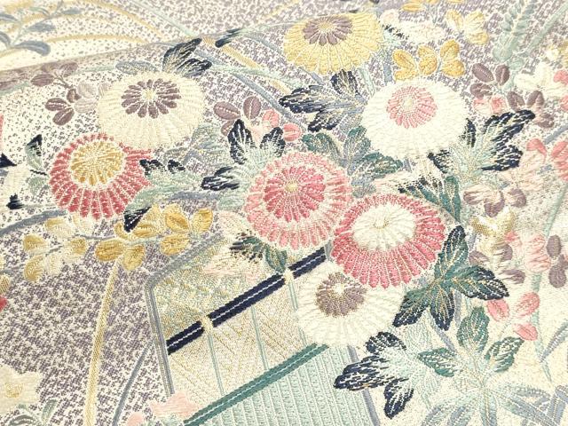 平和屋本店▼「美しいキモノ」お馴染みのメーカー　となみ織物　六通柄袋帯　唐織　草花文　純金箔　正絹　逸品　DABK5779sf