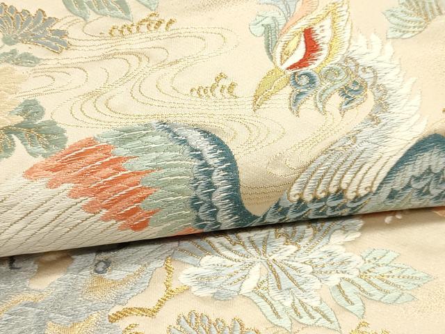 平和屋本店▼六通柄袋帯　唐織　九百錦　瑞鳥花苑文　本金　正絹　逸品　DABK5758sf