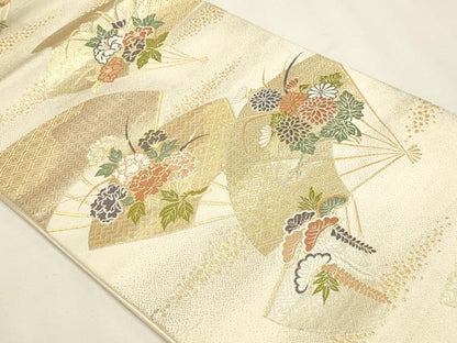 平和屋本店▼六通柄袋帯　唐織　吉祥模様　24Ｋ本金箔　正絹　逸品　DABK5755sf