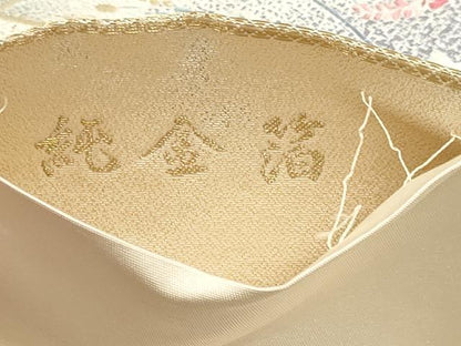 平和屋本店▼「美しいキモノ」お馴染みのメーカー　となみ織物　六通柄袋帯　唐織　草花文　純金箔　正絹　逸品　DABK5779sf