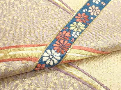平和屋本店▼六通柄袋帯　露芝小袖菊詰文　純金箔　正絹　逸品　DABK5750sf