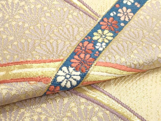 平和屋本店▼六通柄袋帯　露芝小袖菊詰文　純金箔　正絹　逸品　DABK5750sf