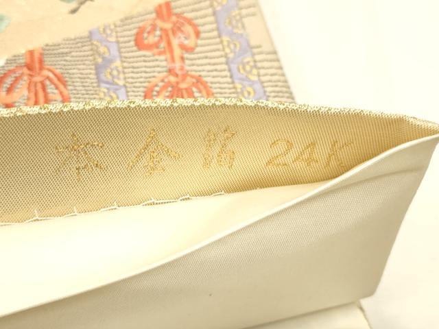 平和屋本店▼六通柄袋帯　唐織　九百錦　切取桃山　本金箔24Ｋ　正絹　逸品　DABK5784sf