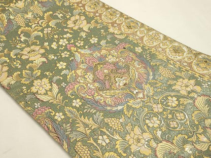 平和屋本店▼六通柄袋帯　紹巴　更紗献上文　彩園　本金箔　正絹　逸品　DABK5787sf