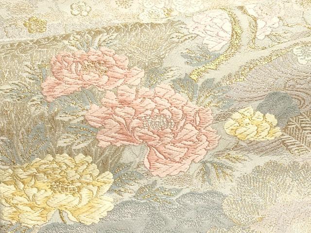 平和屋本店▼六通柄袋帯　唐織　宝池寝殿文　本金箔　正絹　逸品　DABK5841sf
