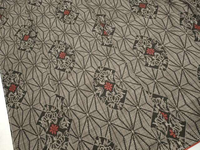平和屋着物■本場大島紬　7マルキ　地紙麻の葉花文　正絹　逸品　DABK6462qa