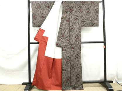 平和屋着物■本場大島紬　7マルキ　地紙麻の葉花文　正絹　逸品　DABK6462qa