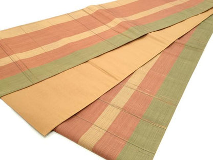 平和屋着物◎全通柄袋帯　縞　正絹　逸品　DABK8693cm