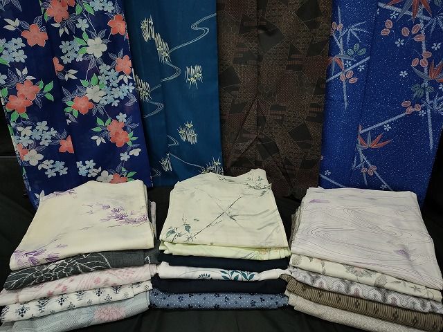 平和屋本店■夏物 小紋 絽 紗 洗える着物 まとめて20点 花柄 手描き 着用可能多数 se0057
