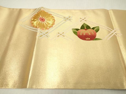 平和屋着物▼中国三大刺繍　相良刺繍　総刺繍　太鼓柄袋帯　駒刺繍　天井花文　金糸　正絹　逸品　未使用　DABJ7957fe