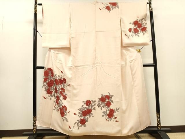 平和屋着物▼訪問着　手描き　薔薇　金彩　正絹　逸品　DABL2118fe