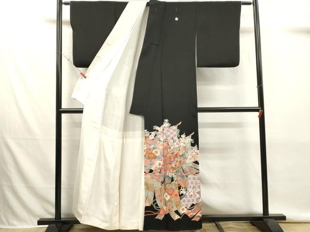 平和屋着物■豪華黒留袖　誰が袖　几帳鳳凰花文　正絹　逸品　DABK9797cd