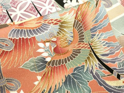 平和屋着物■豪華黒留袖　誰が袖　几帳鳳凰花文　正絹　逸品　DABK9797cd