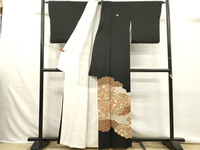 平和屋着物■豪華黒留袖　駒刺繍　雲重ね吉祥飛鶴文　宝尽くし　金彩　正絹　逸品　DABK9784cd