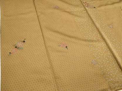 平和屋着物■上質な小紋　枝花　金彩　正絹　逸品　DABK9791cd